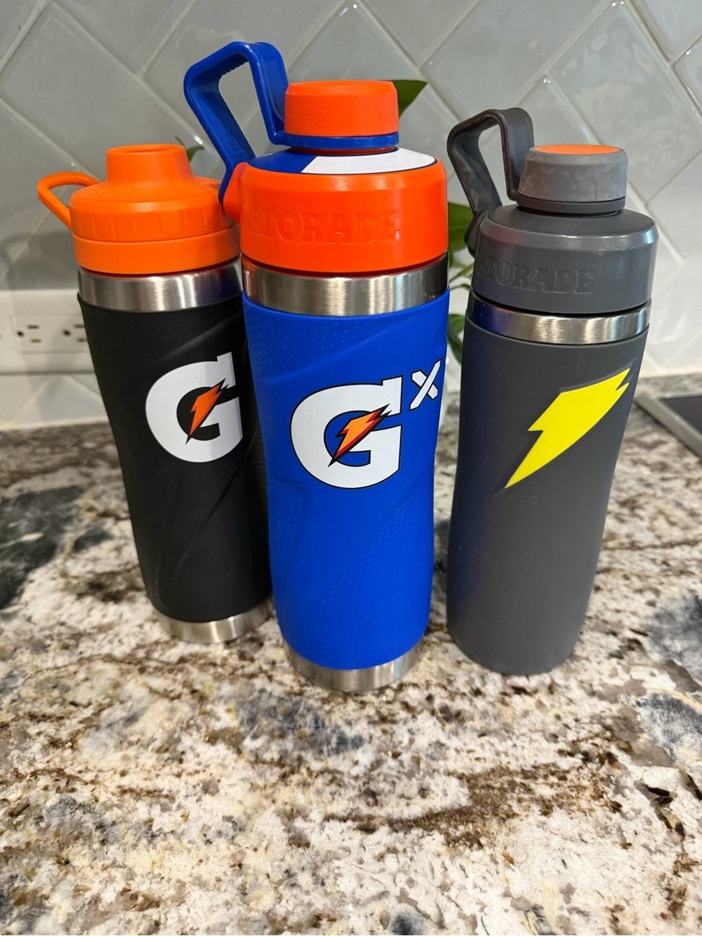 3 Gatorade stainless water bottles